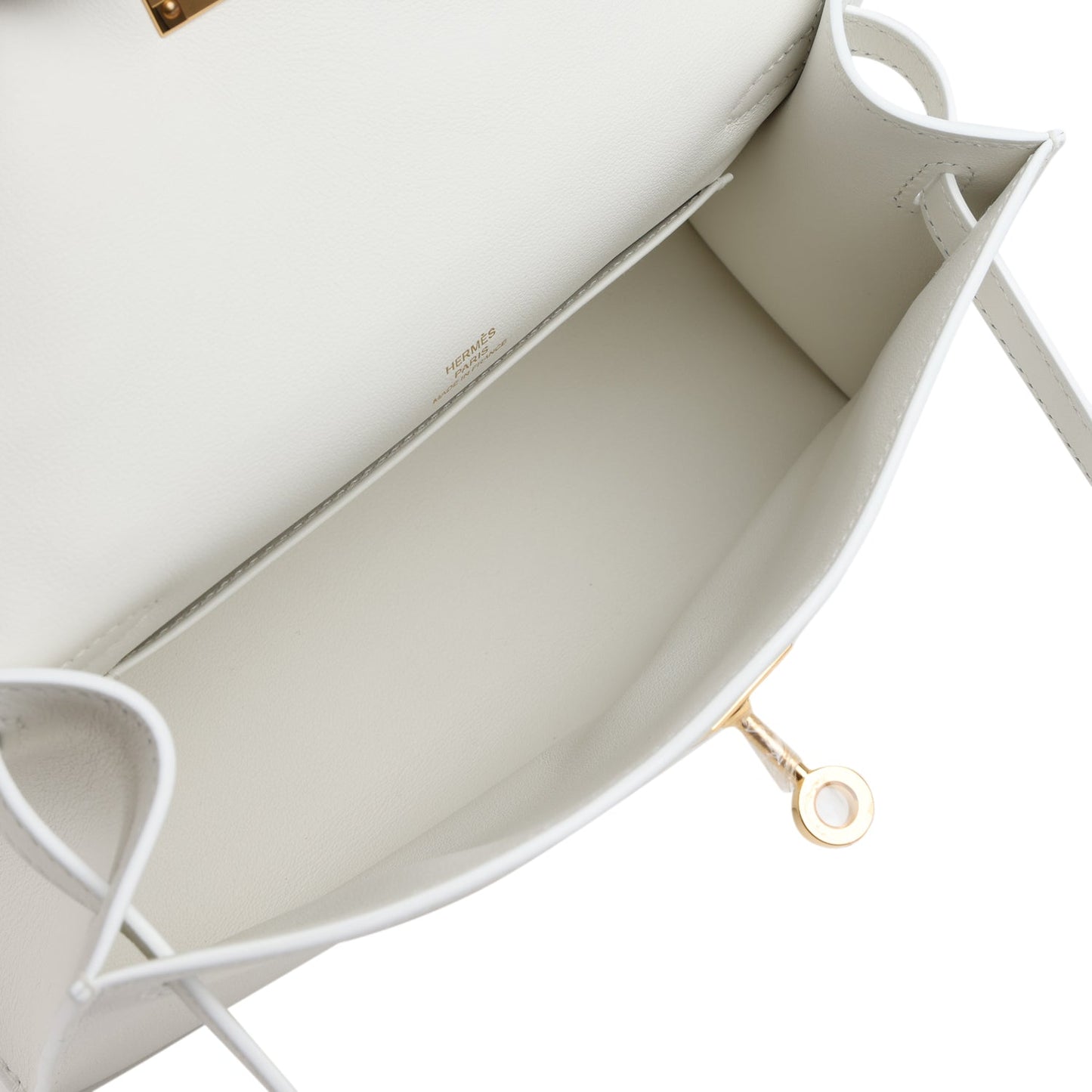 Kelly Pochette White Swift Gold Hardware