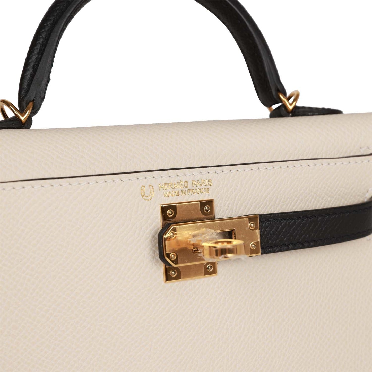 Special Order (HSS) Kelly Sellier 20 Craie and Black Epsom Gold Hardware