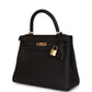 Kelly Retourne 25 Black Togo Gold Hardware