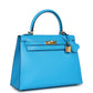 Kelly Sellier 25 Bleu Frida Chevre Gold Hardware