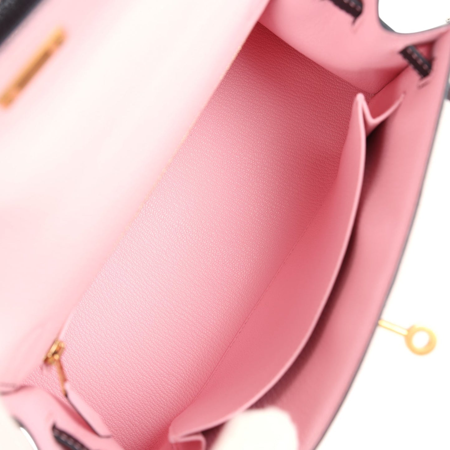 Special Order (HSS) Kelly Sellier 25 Rose Sakura and Black Chevre Mysore Brushed Gold Hardware