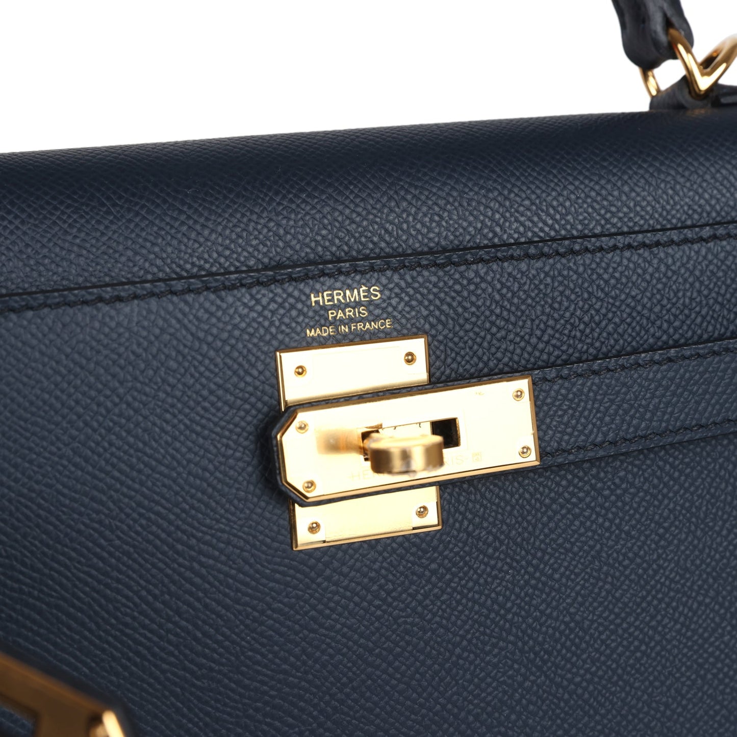 Kelly Sellier 28 Bleu Indigo Epsom Gold Hardware