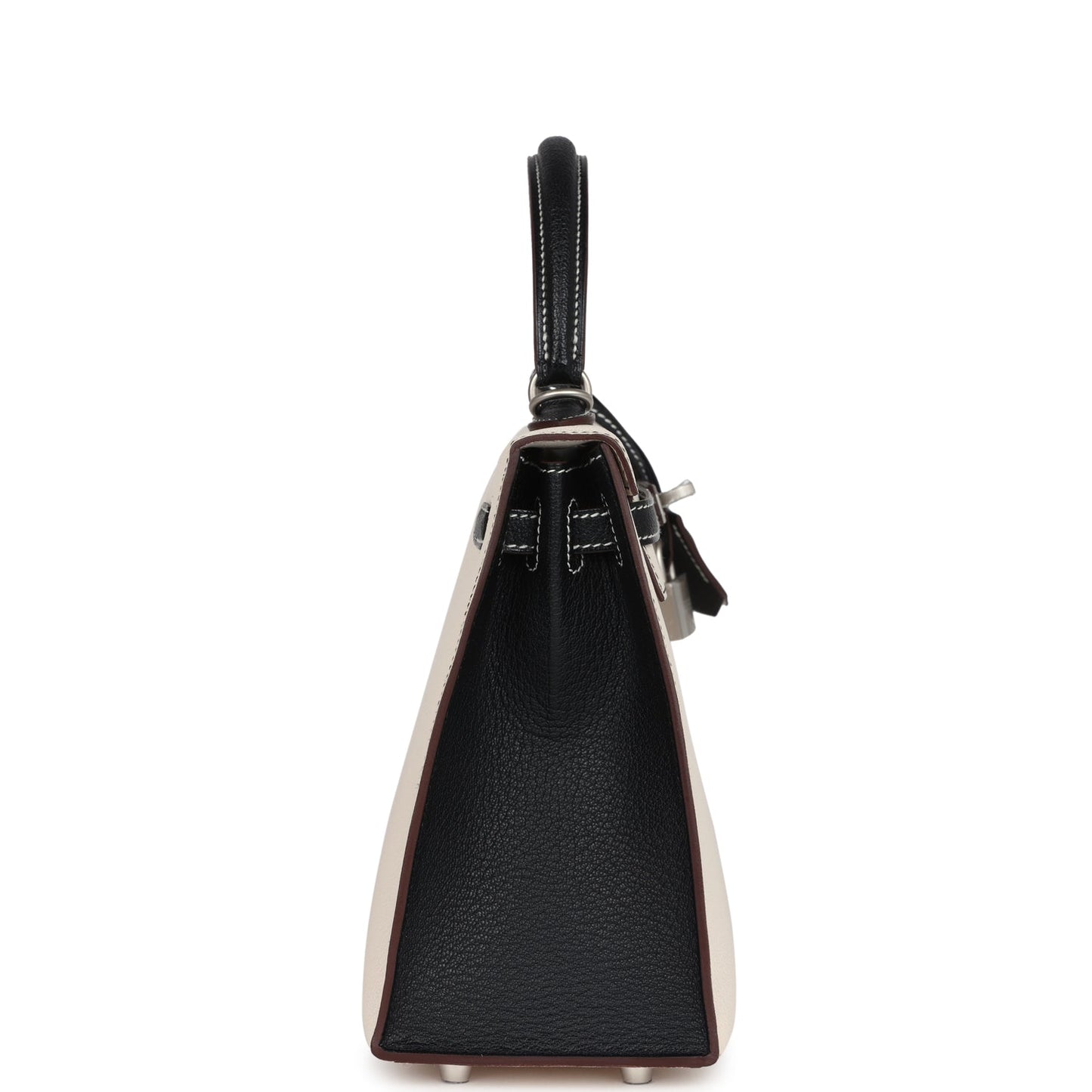 Special Order (HSS) Kelly Sellier 25 Nata and Black Chevre Mysore Brushed Palladium Hardware