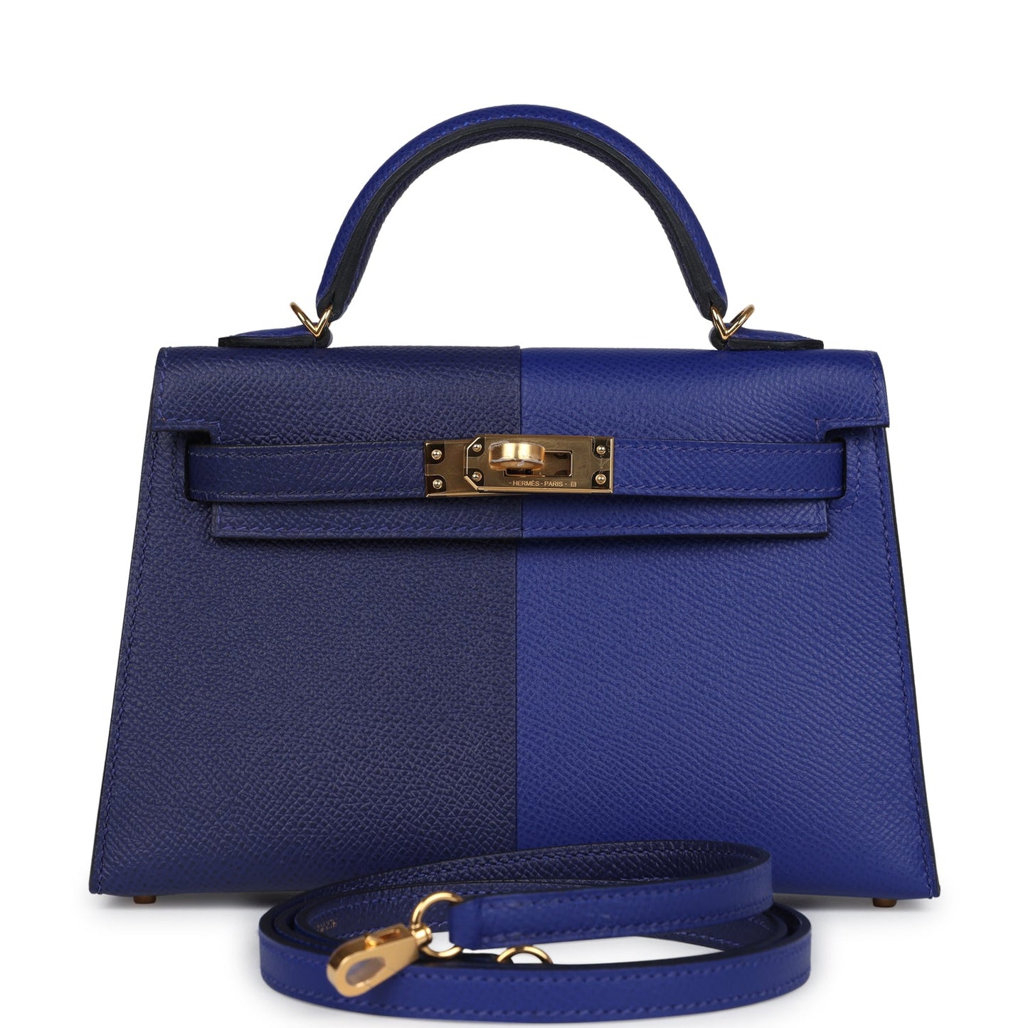 Casaque Kelly Sellier 20 Bleu Electric and Bleu Encre Epsom Gold Hardware