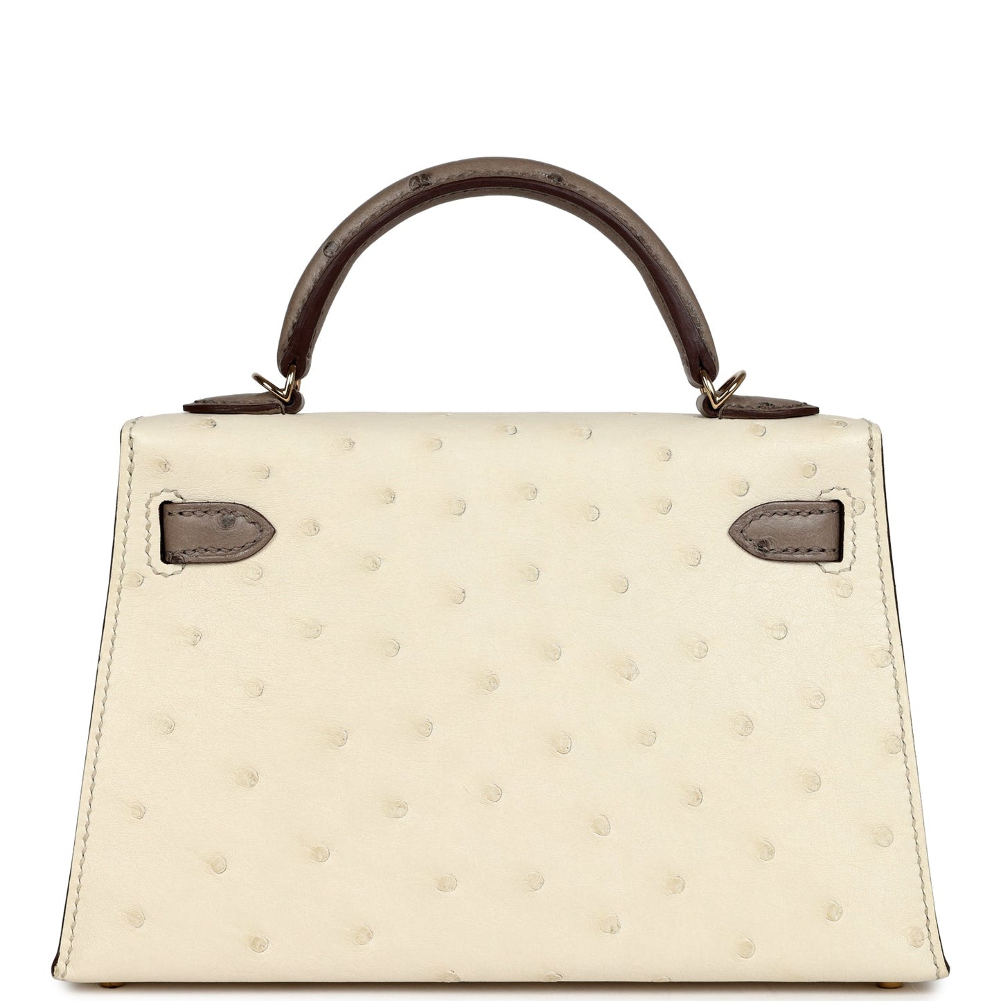 Special Order (HSS) Kelly Sellier 20 Beton and Gris Tourterelle Ostrich Permabrass Hardware