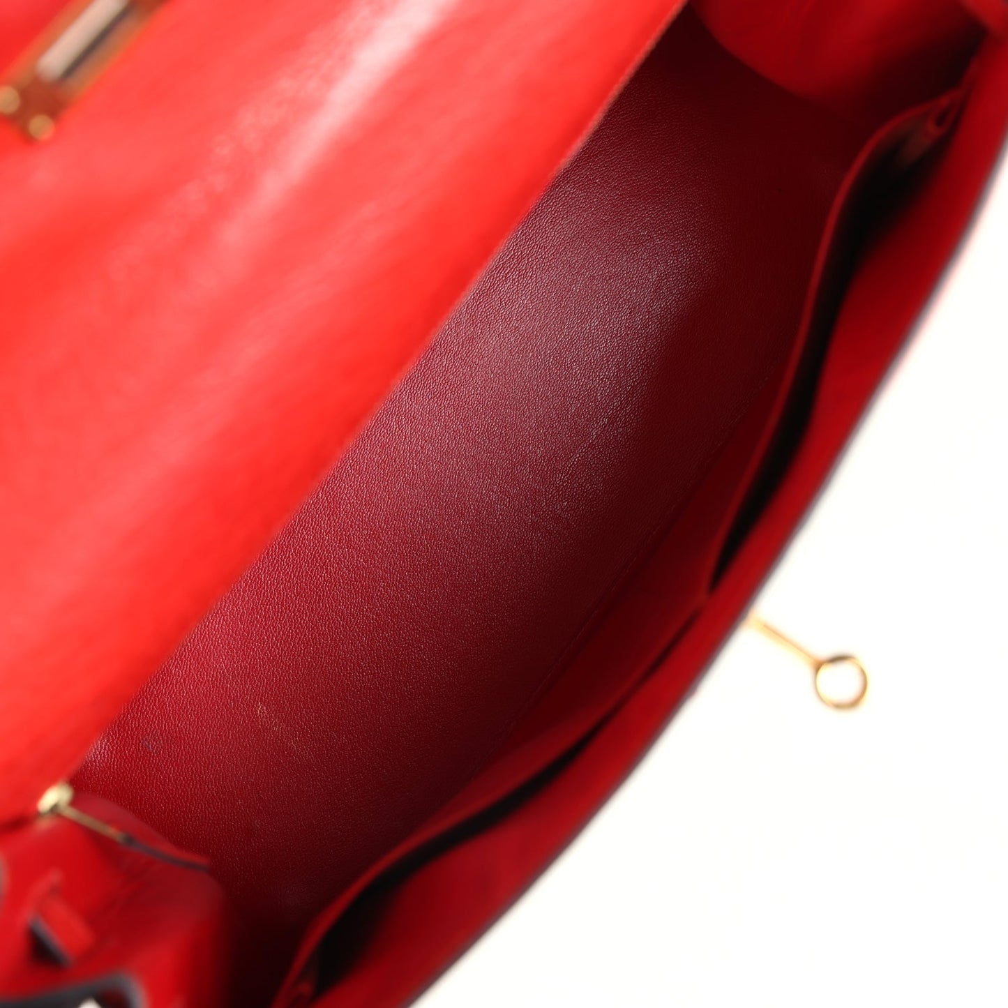 Vintage Kelly Sellier 32 Rouge Vif Ostrich and Vert Olive Officier Canvas Gold Hardware