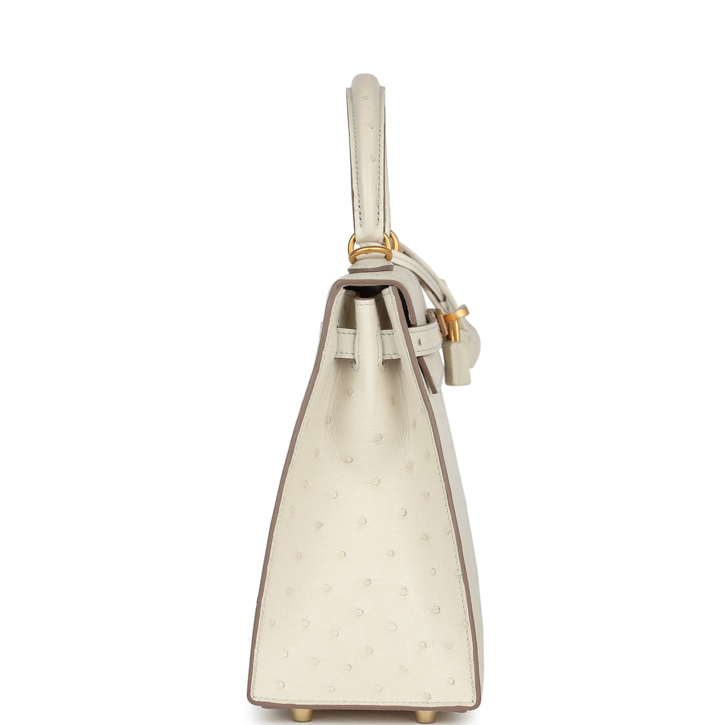 Special Order (HSS) Kelly Sellier 25 Beton Ostrich Verso Brushed Gold Hardware