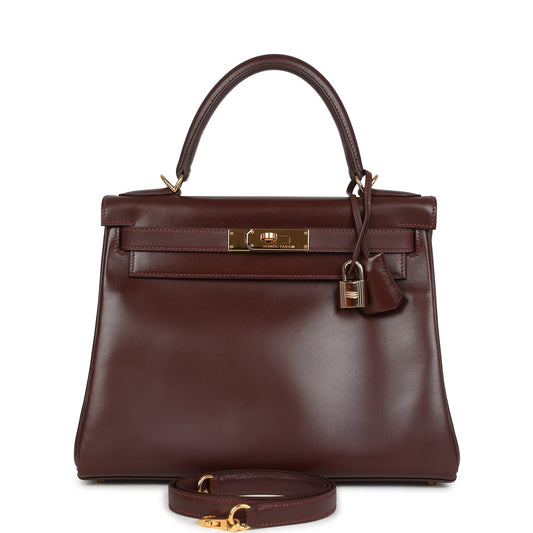 Vintage Kelly Retourne 28 Noisette Box Gold Hardware