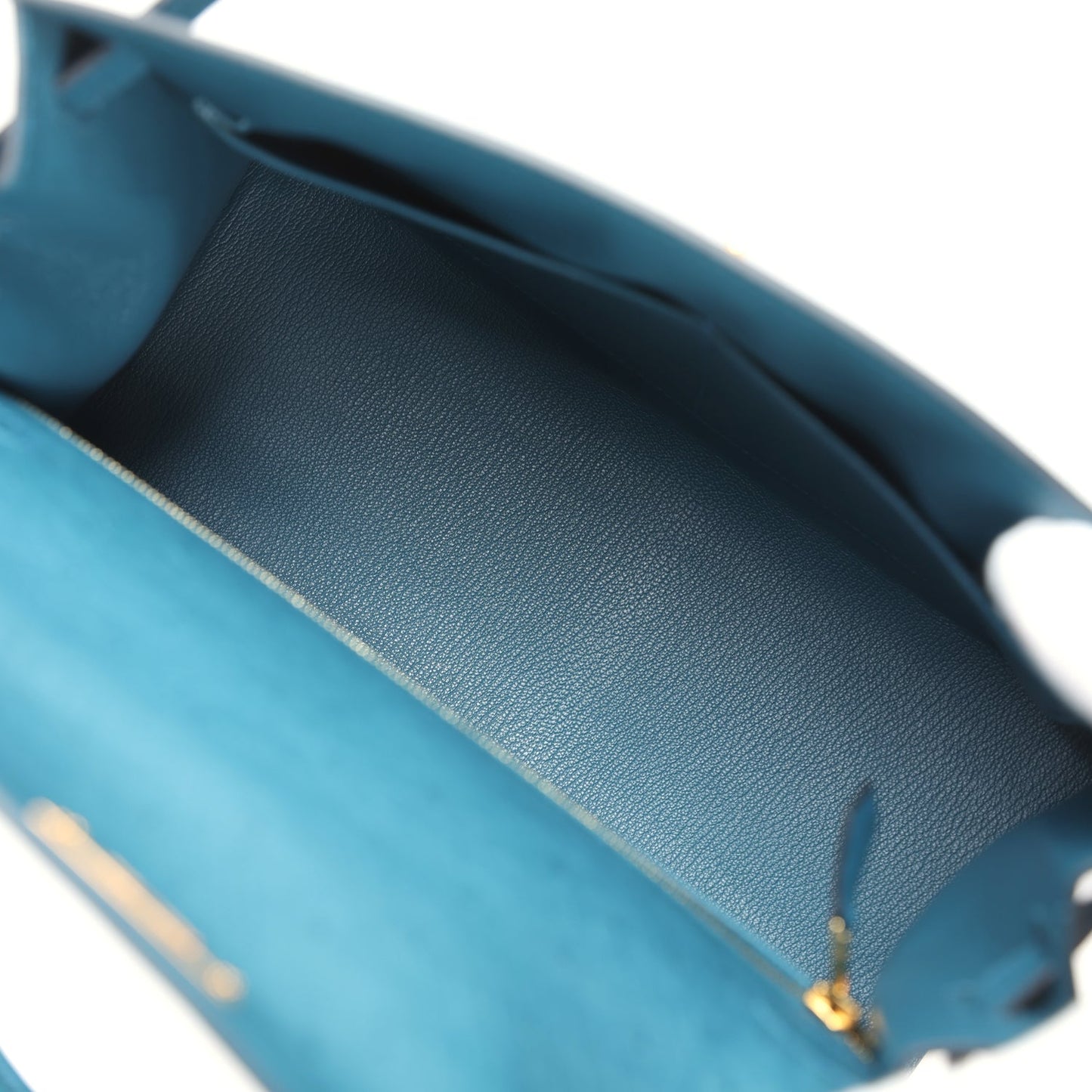 Kelly Sellier 28 Cobalt Ostrich Gold Hardware