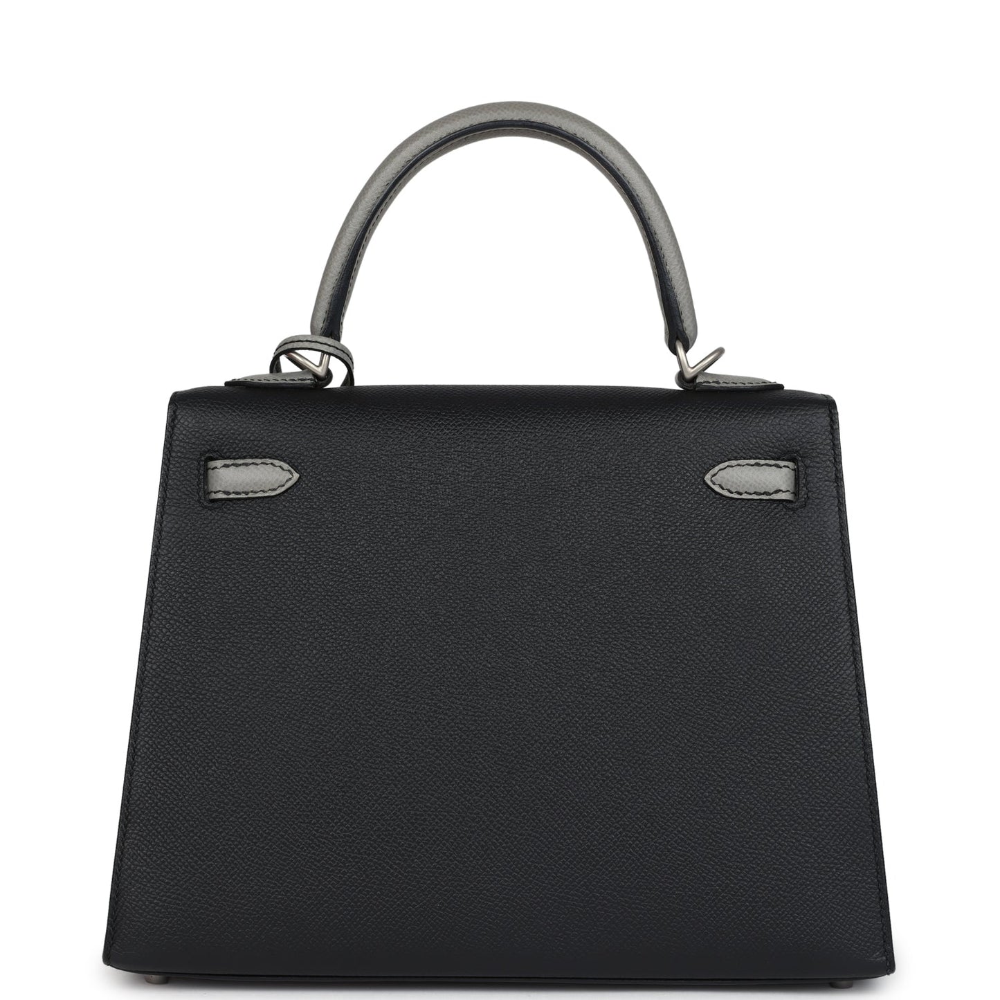 Special Order (HSS) Kelly Sellier 25 Black and Gris Mouette Epsom Brushed Gold Hardware