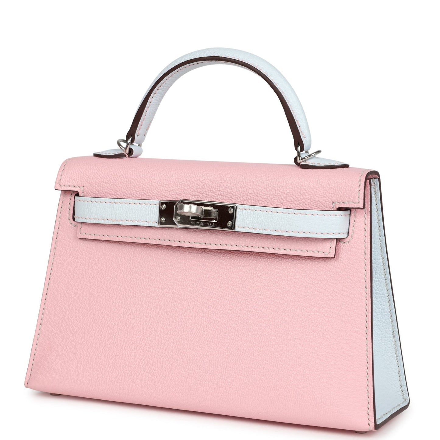 Special Order (HSS) Kelly Sellier 20 Rose Sakura and Bleu Brume Chevre Palladium Hardware