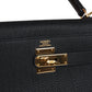 Vintage Kelly Retourne 32 Black Fjord Gold Hardware