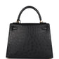Kelly Sellier 25 Black Ostrich Gold Hardware