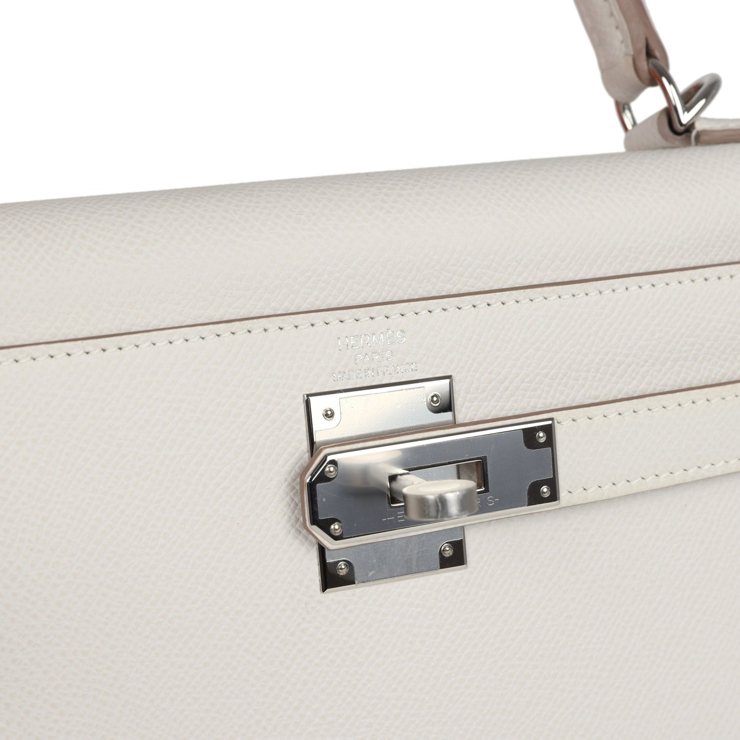 Kelly Sellier 28 Gris Pale Epsom Palladium Hardware