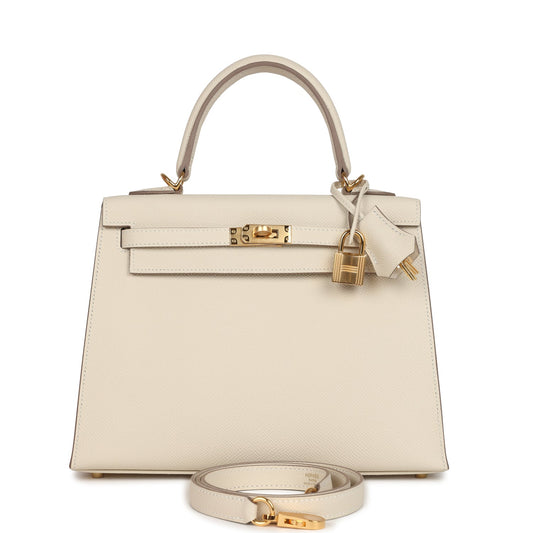 Kelly Sellier 25 Craie Epsom Gold Hardware