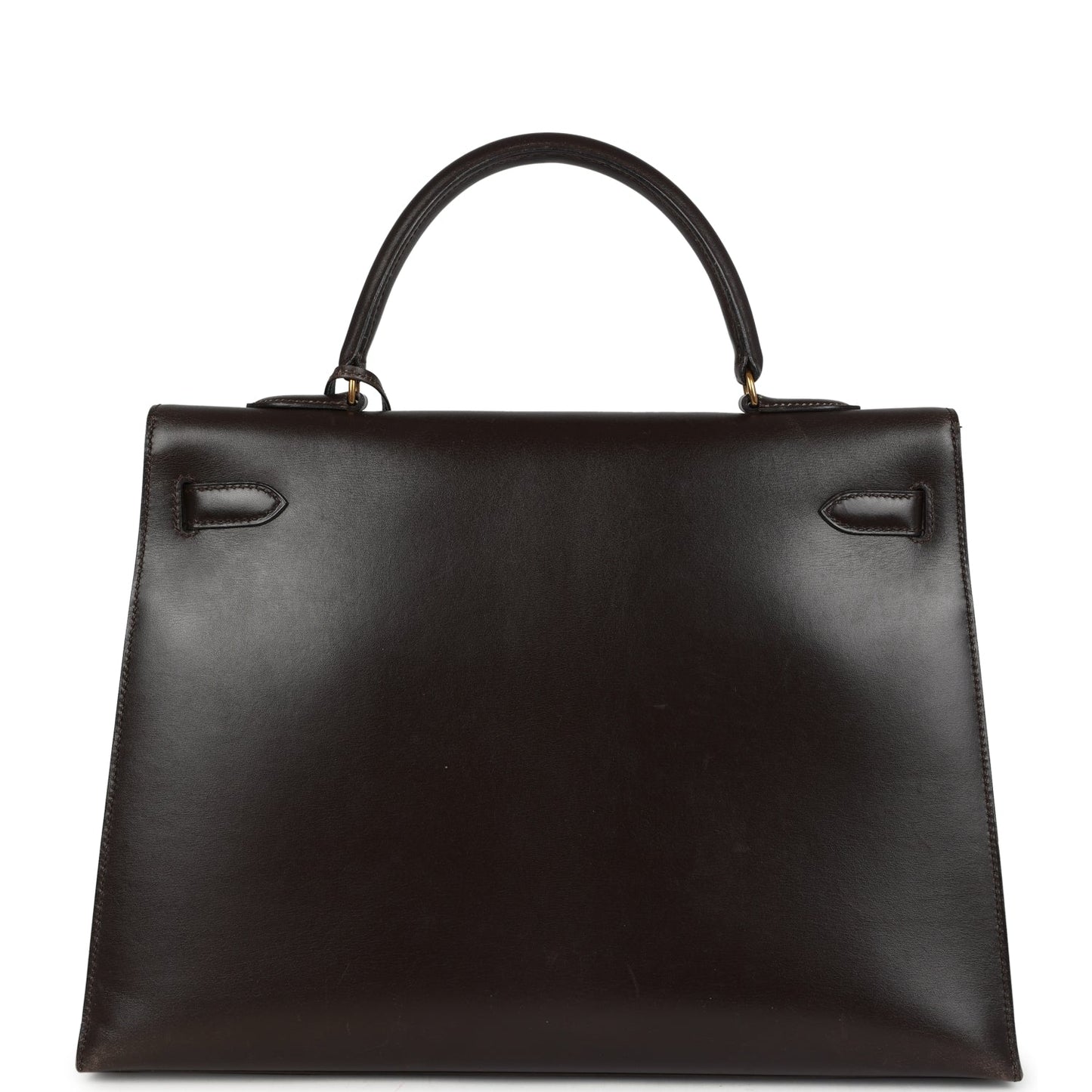 Vintage Kelly Sellier 35 Marron Fonce Box Gold Hardware