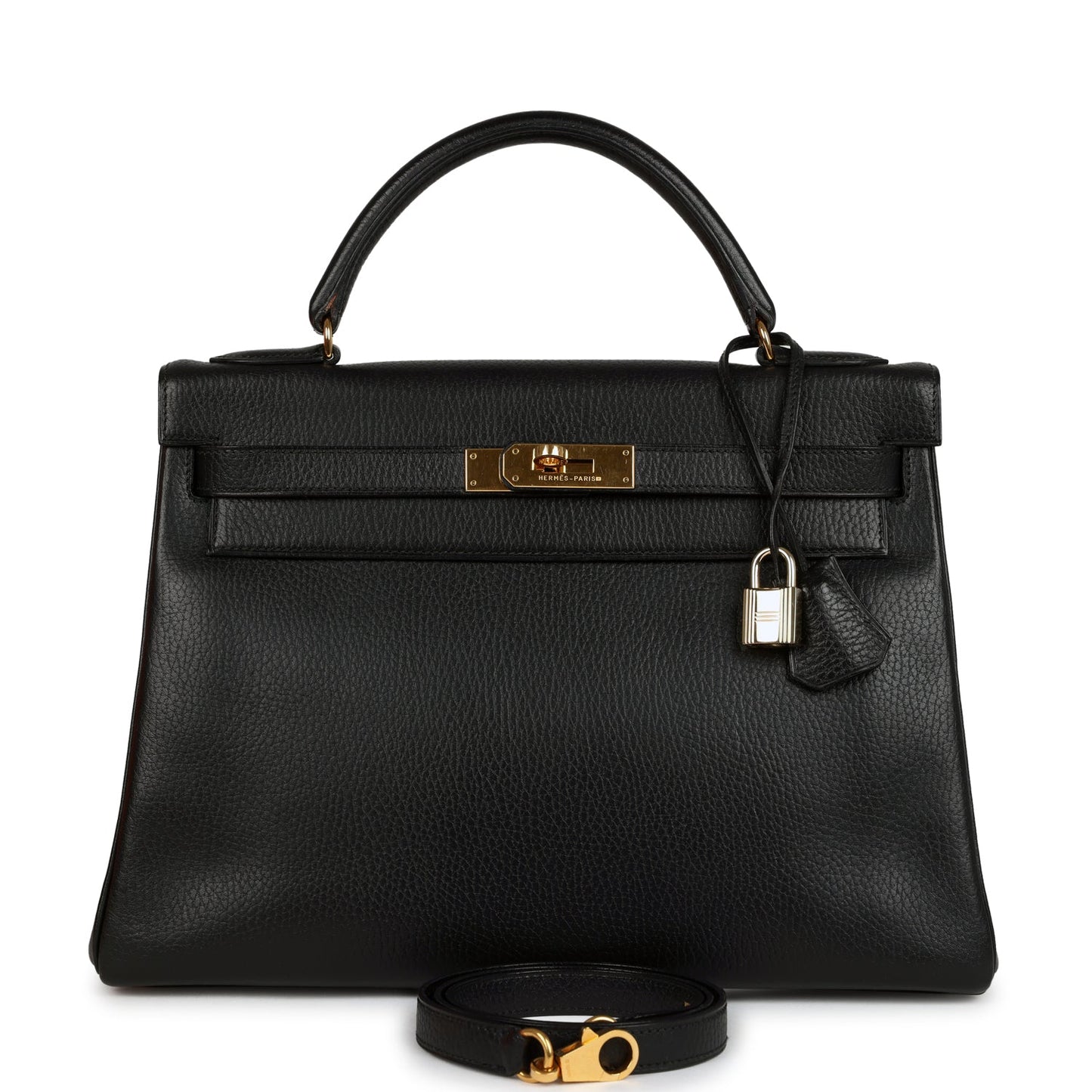 Vintage Kelly Retourne 32 Black Ardennes Gold Hardware