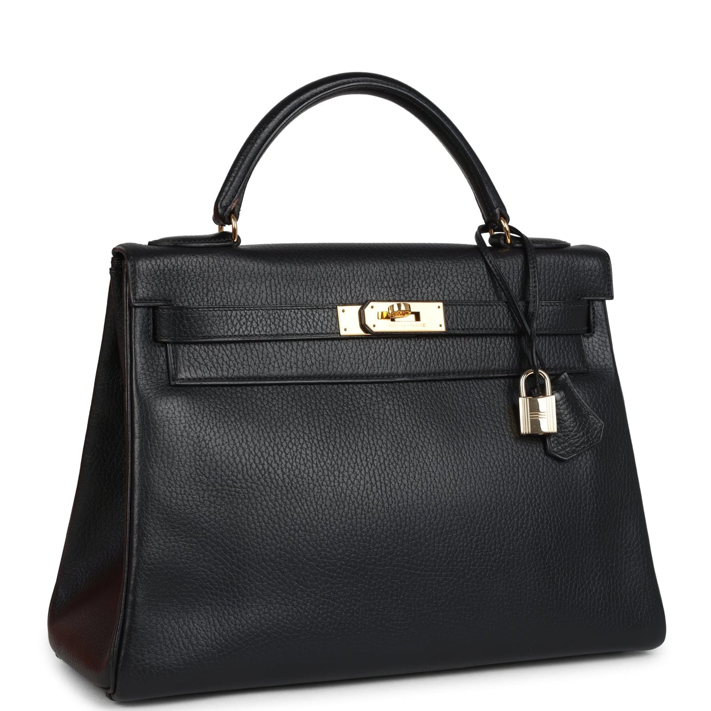 Vintage Kelly Retourne 32 Black Ardennes Gold Hardware