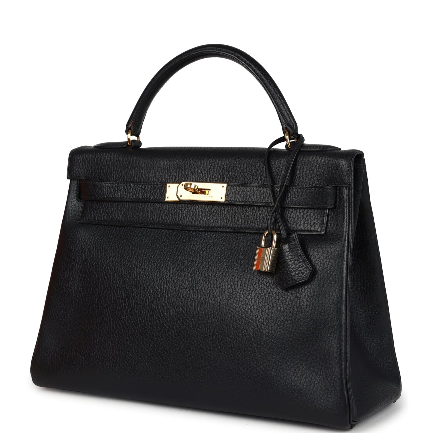 Vintage Kelly Retourne 32 Black Ardennes Gold Hardware