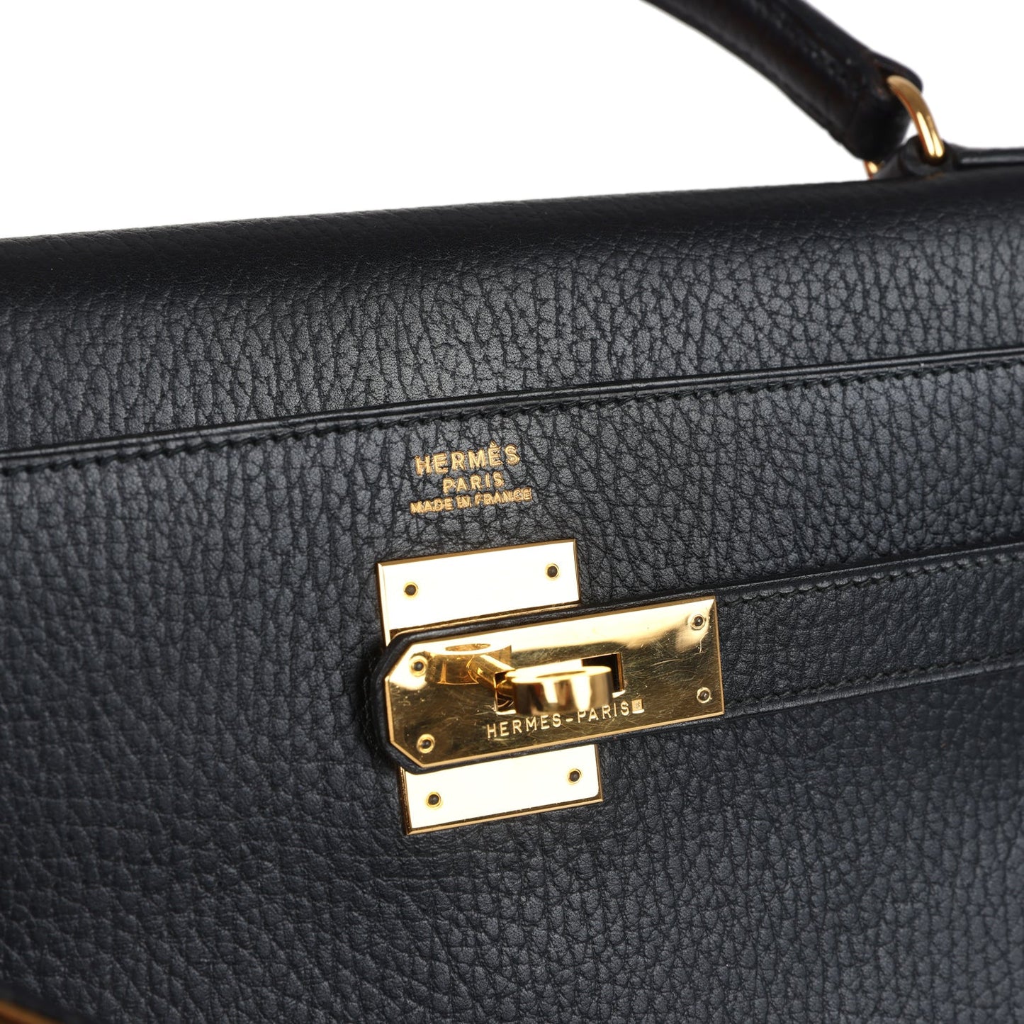 Vintage Kelly Retourne 32 Black Ardennes Gold Hardware