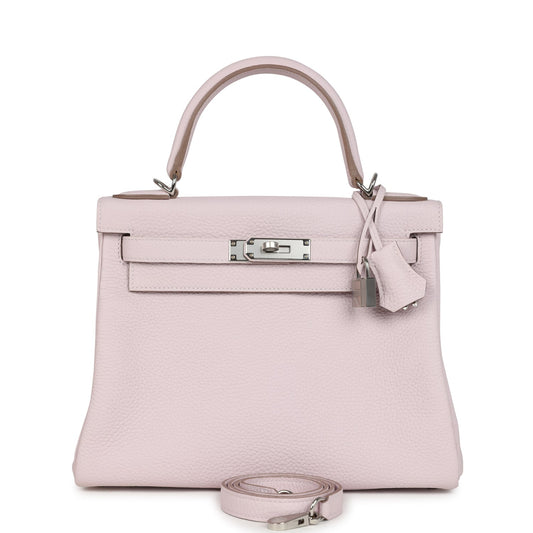 Kelly Retourne 28 Mauve Pale Clemence Palladium Hardware