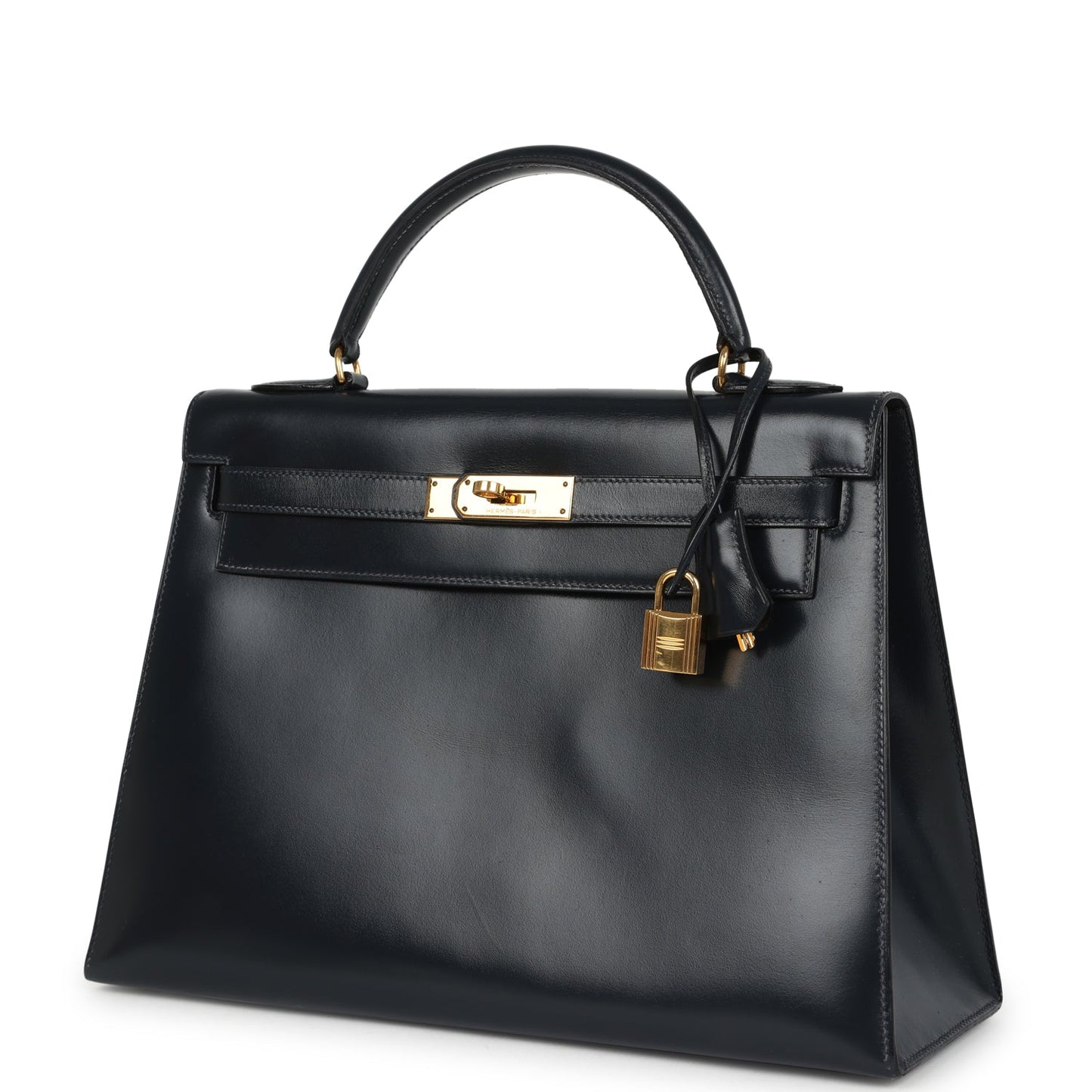 Vintage Kelly Sellier 32 Bleu Indigo Box Gold Hardware