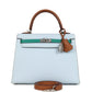 Kelly Sellier 25 Tri-Color Bleu Brume, Gold and Vert Jade Epsom Epsom Palladium Hardware