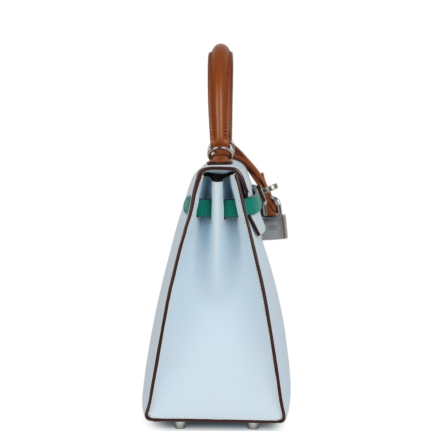 Kelly Sellier 25 Tri-Color Bleu Brume, Gold and Vert Jade Epsom Epsom Palladium Hardware