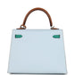 Kelly Sellier 25 Tri-Color Bleu Brume, Gold and Vert Jade Epsom Epsom Palladium Hardware