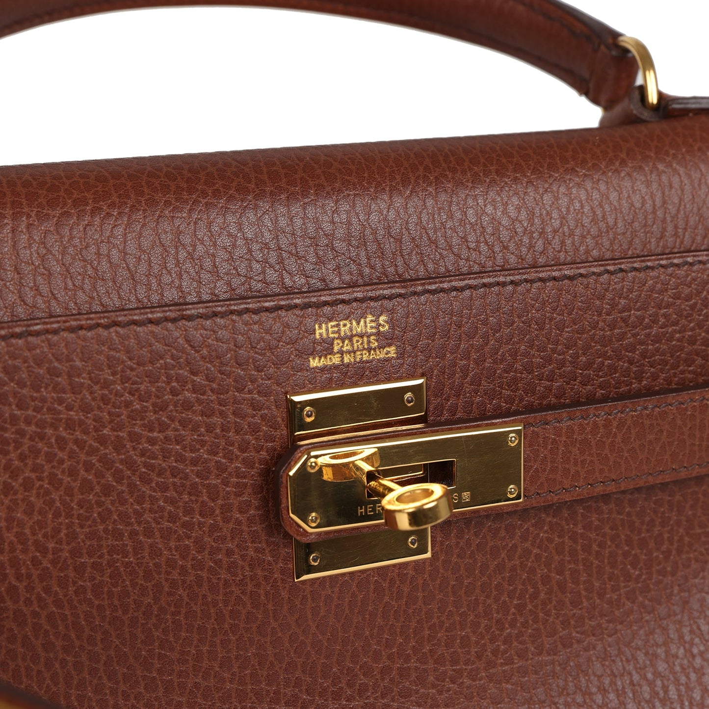 Vintage Kelly Retourne 32 Marron Fonce Ardennes Gold Hardware