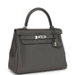Kelly Retourne 28 Gris Meyer Clemence Palladium Hardware