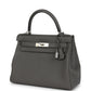 Kelly Retourne 28 Gris Meyer Clemence Palladium Hardware