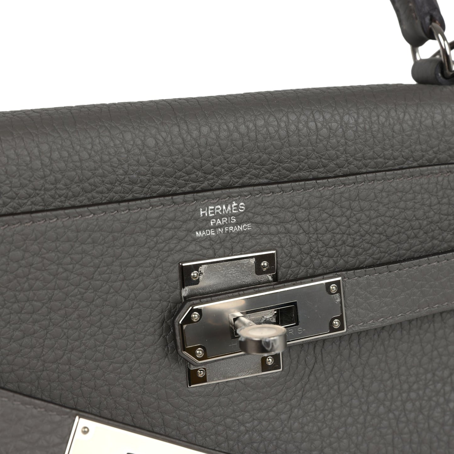 Kelly Retourne 28 Gris Meyer Clemence Palladium Hardware