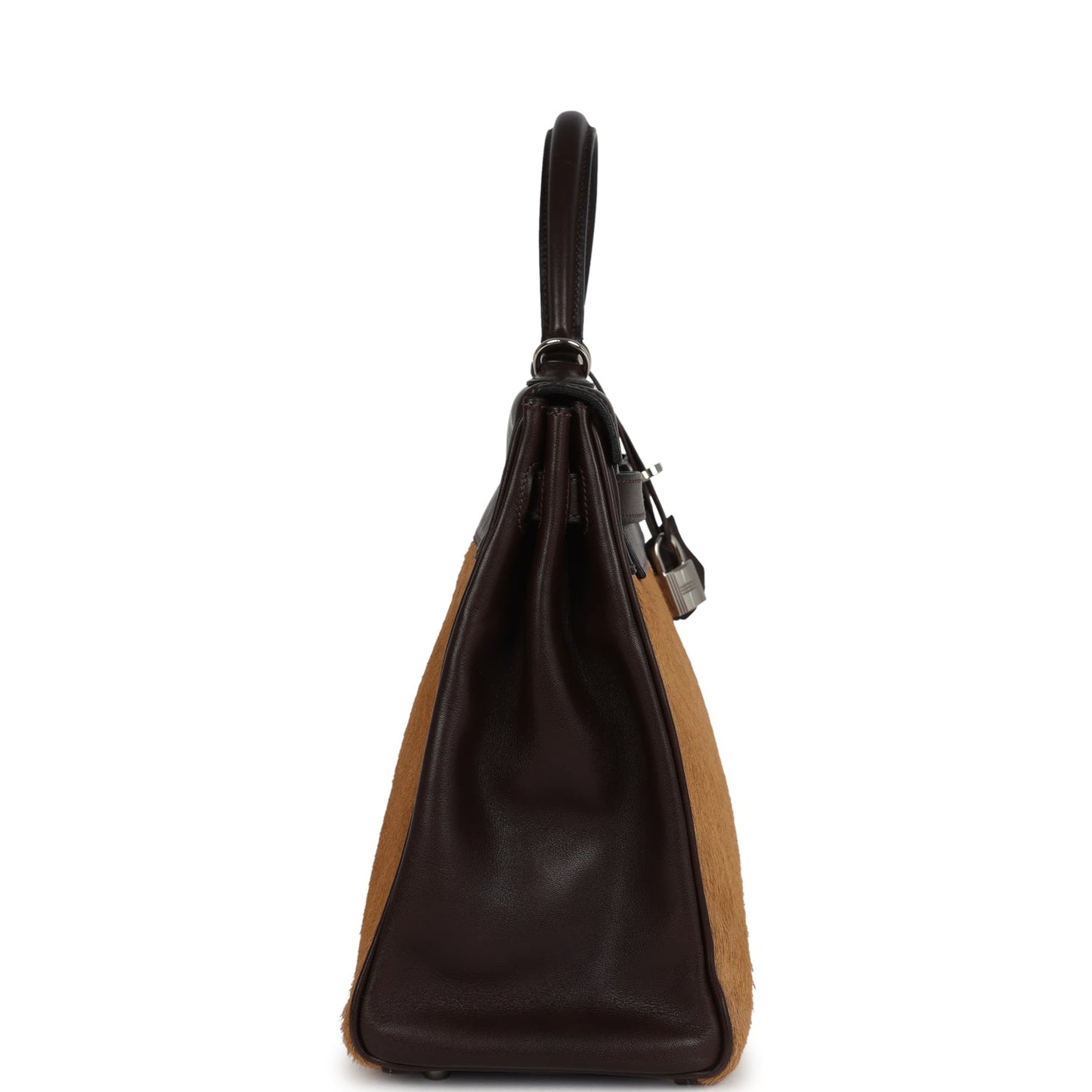 Vintage Kelly Retourne 35 Ebene Evercalf and Blond Troika Palladium Hardware