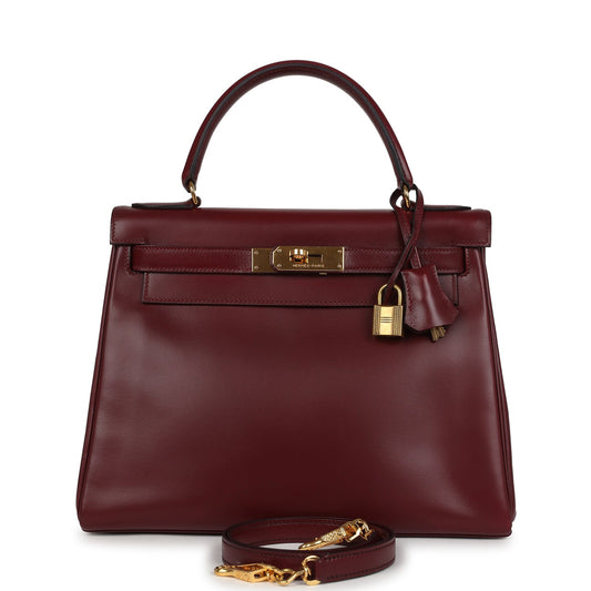 Vintage Kelly Retourne 28 Rouge H Box Gold Hardware