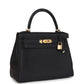 Kelly Retourne 28 Black Togo Gold Hardware