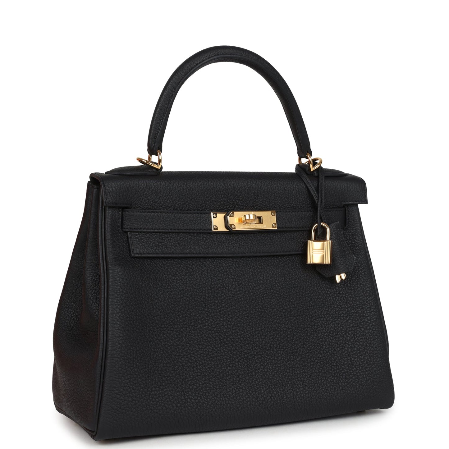 Kelly Retourne 28 Black Togo Gold Hardware