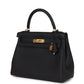 Kelly Retourne 28 Black Togo Gold Hardware