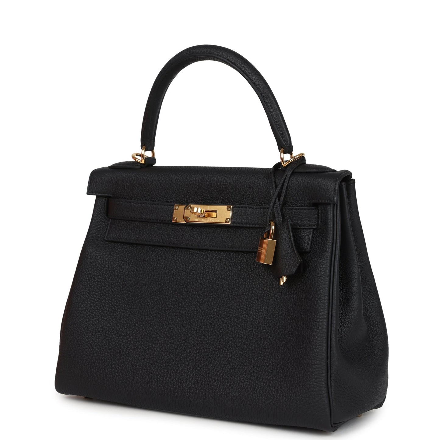 Kelly Retourne 28 Black Togo Gold Hardware
