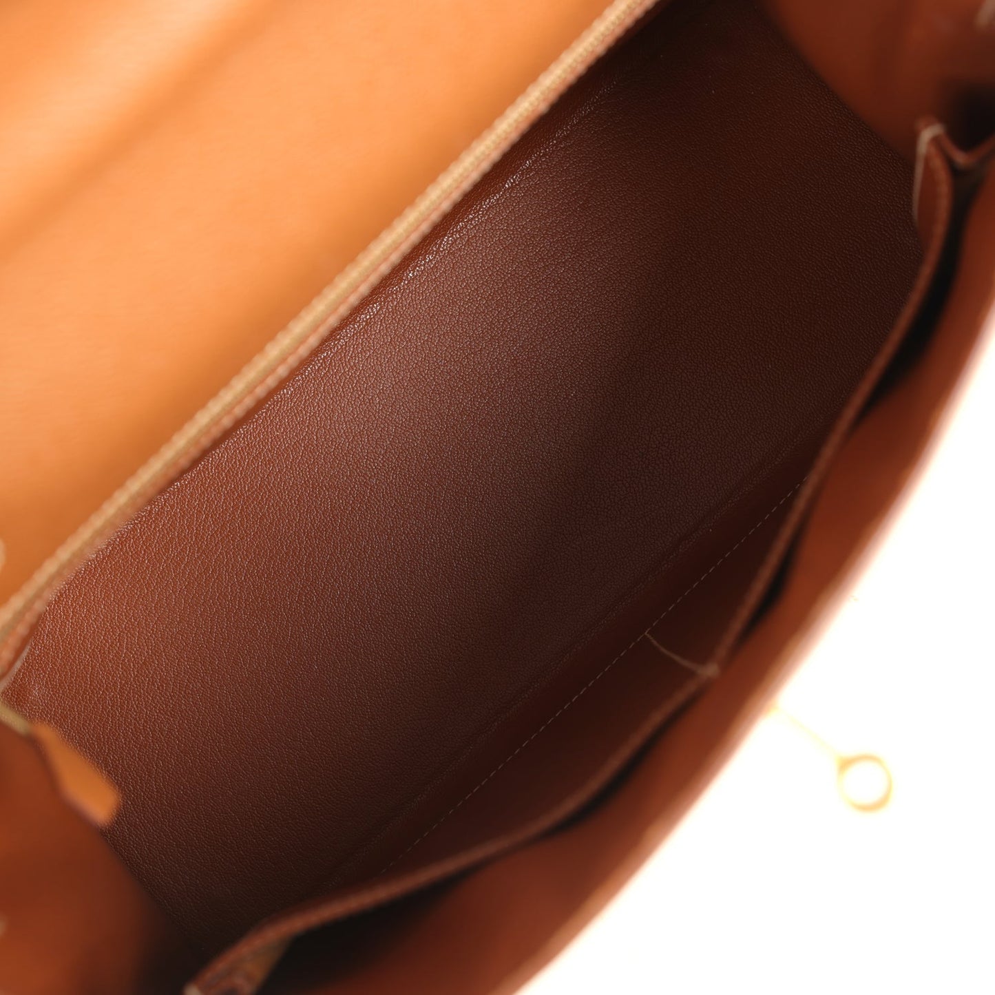 Vintage Kelly Sellier 32 Gold Courchevel and Ecru-Beige Toile H Canvas Gold Hardware