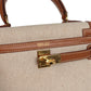 Vintage Kelly Sellier 20 Gold Courchevel and Ecru-Beige Toile H Canvas Gold Hardware
