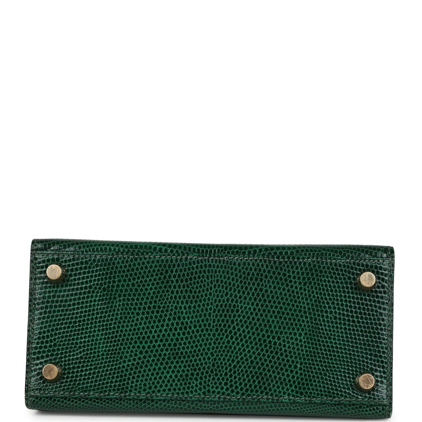 Vintage Kelly Sellier 20 Vert Fonce Varanus Salvator Lizard Gold Hardware