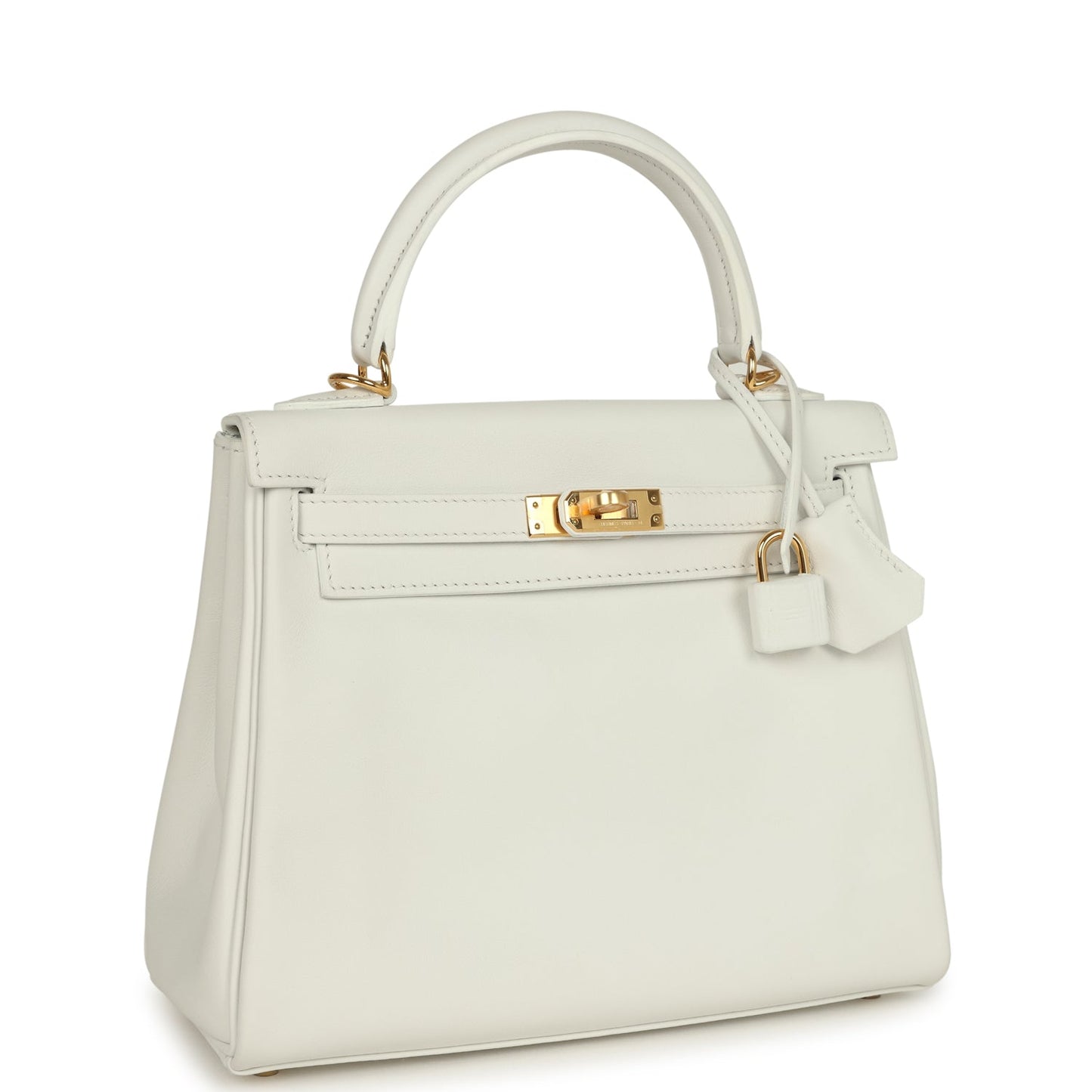 Hermes Kelly Retourne 25 New White Swift Gold Hardware