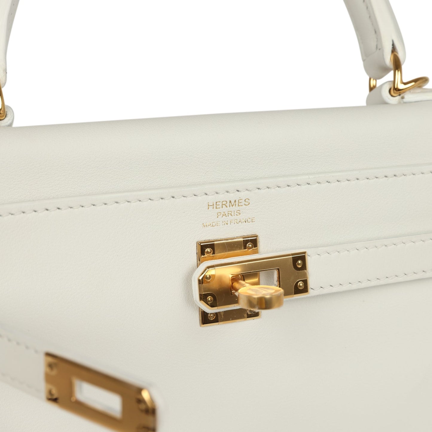 Hermes Kelly Retourne 25 New White Swift Gold Hardware