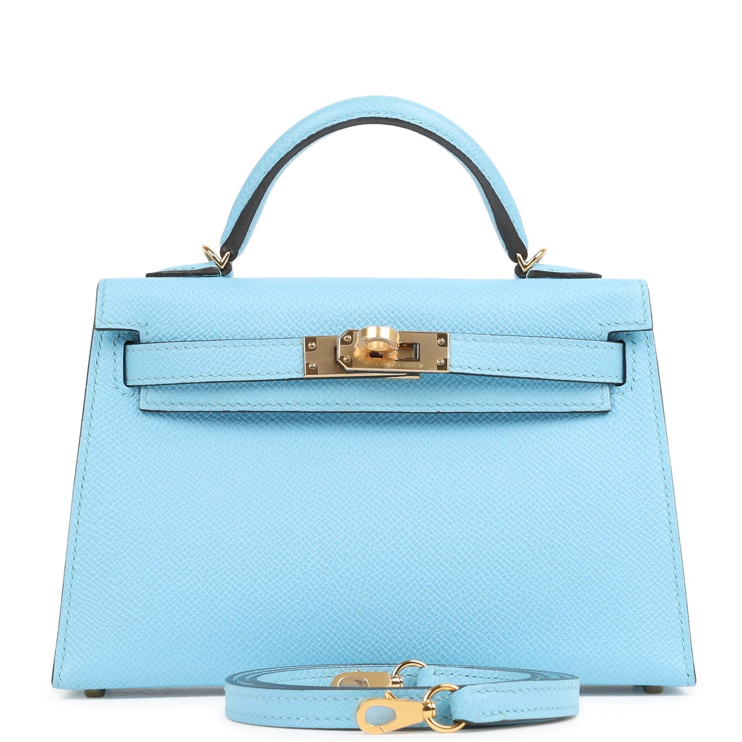 Kelly Sellier 20 Celeste Epsom Gold Hardware