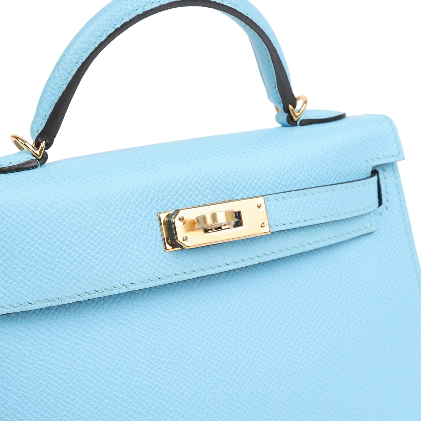 Kelly Sellier 20 Celeste Epsom Gold Hardware