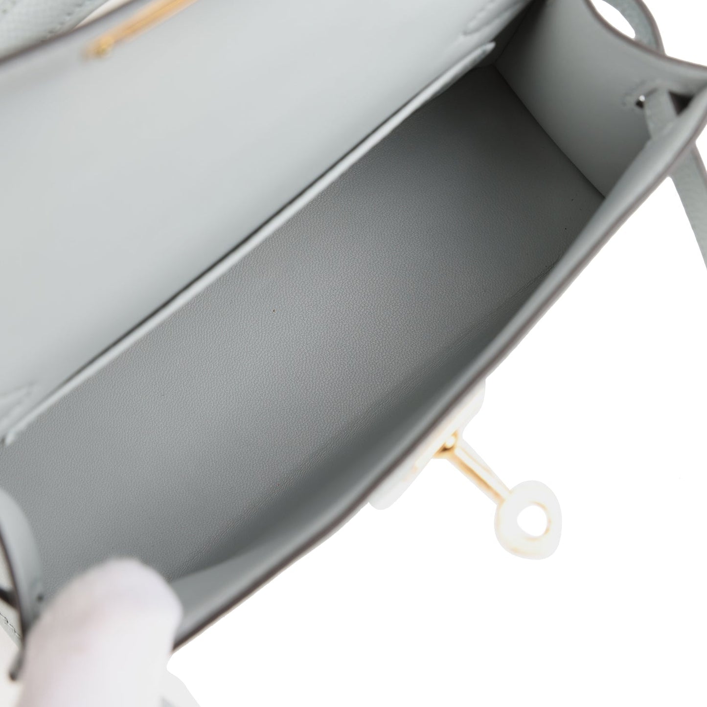 Kelly Sellier 20 Bleu Glacier Epsom Gold Hardware