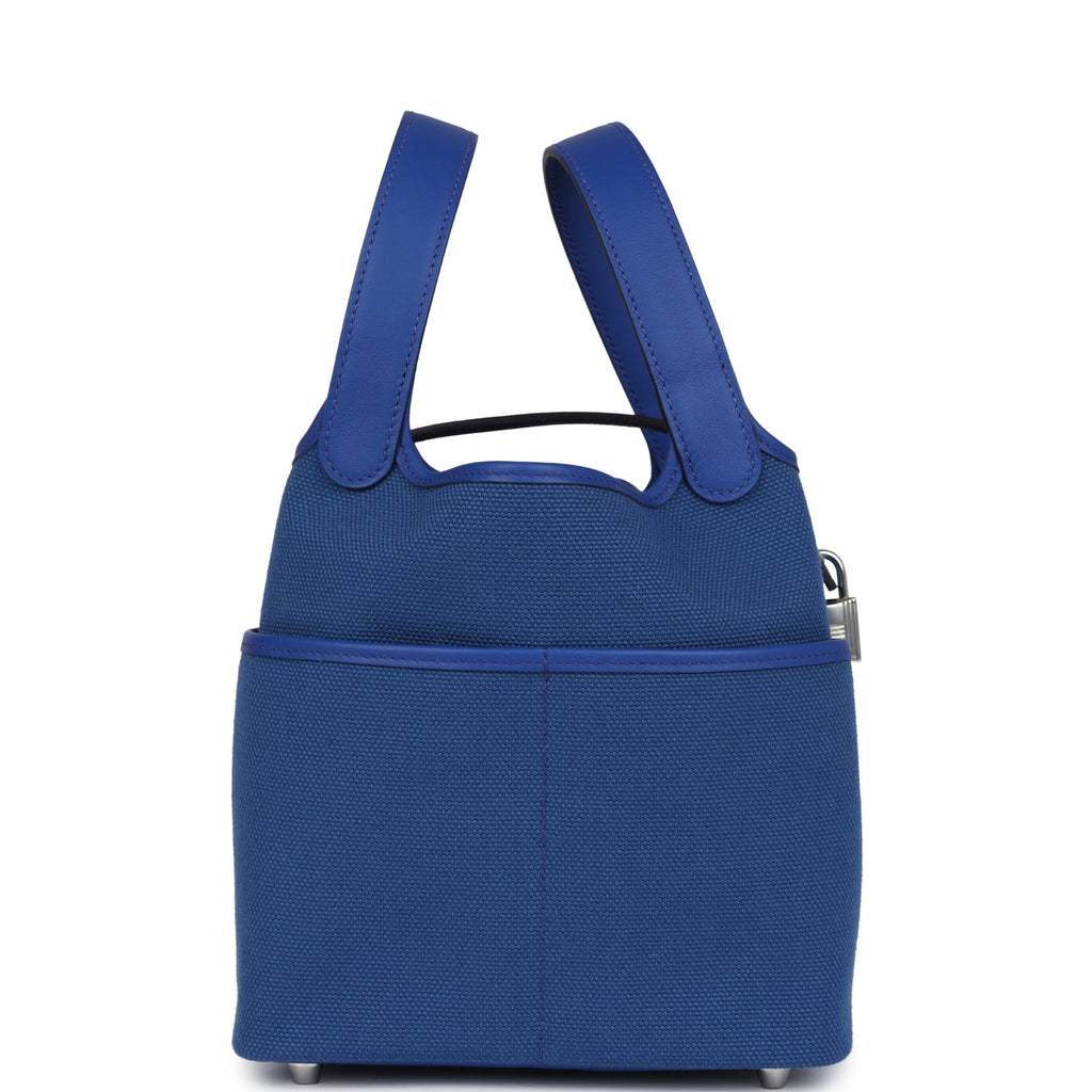 Picotin Cargo 18 Bleu Royal Swift and Toile Canvas Palladium Hardware