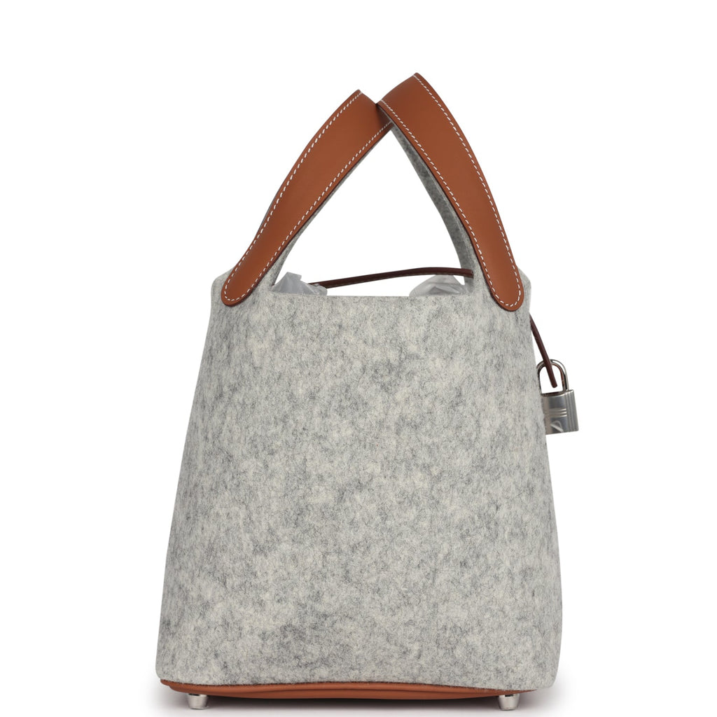 Picotin Lock 18 Gris Clair Feutre and Gold Swift Palladium Hardware