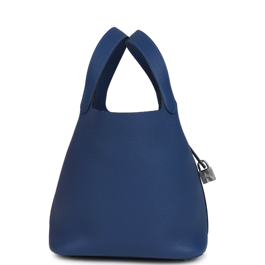 Picotin Lock 22 Bleu Tie Clemence Palladium Hardware